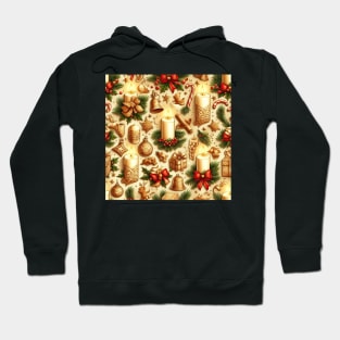 Vintage Christmas design print with candles and presents Hoodie